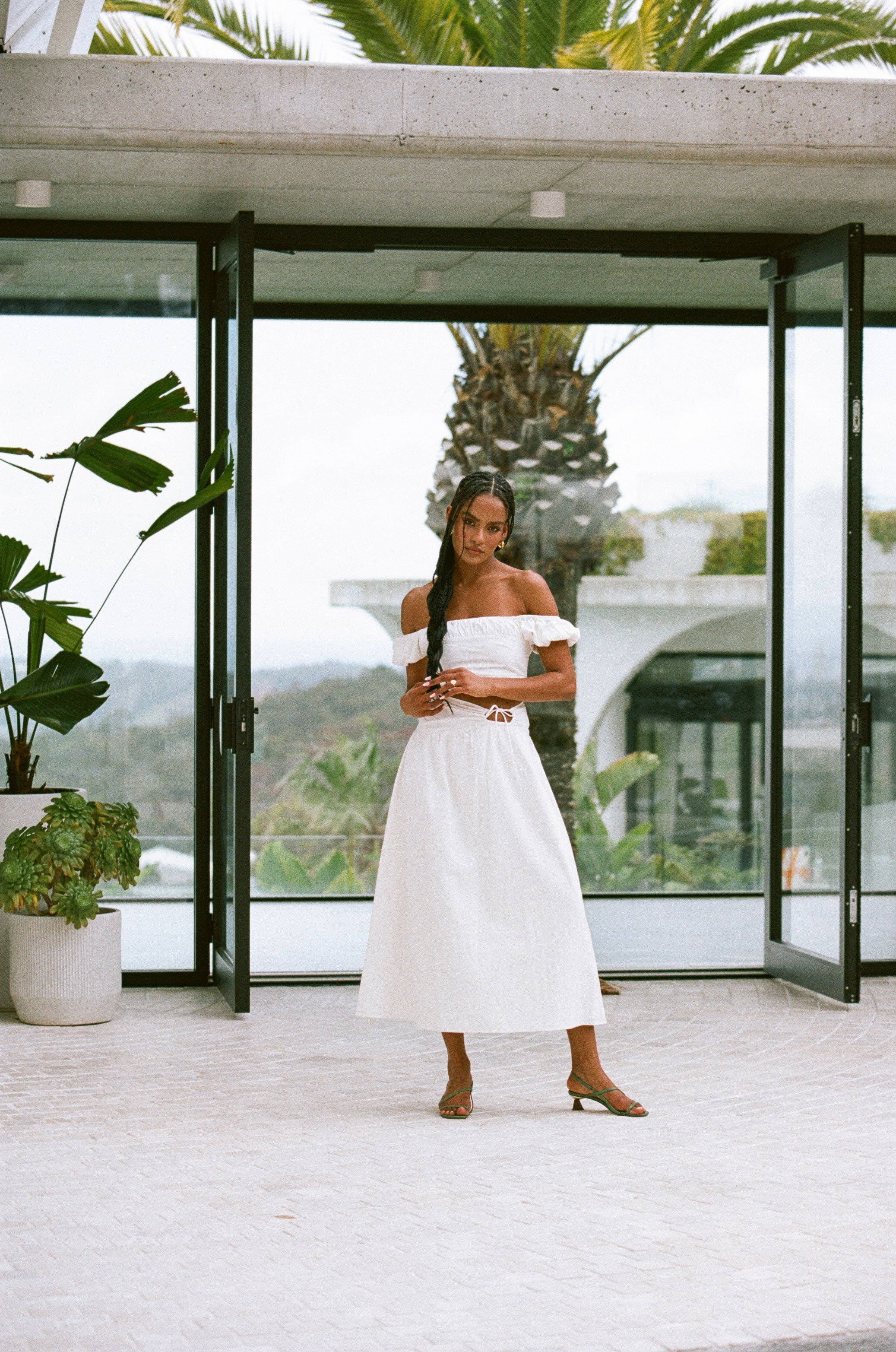 Exquisite White Dahana Midi Cotton Skirt for Fashion - Forward Individuals