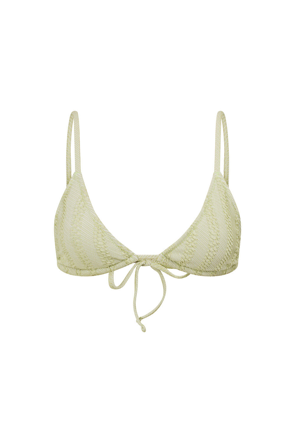 Soft Green Stretchy Bubble Fabric East Coast Tri Top from Slow Tempo Collection