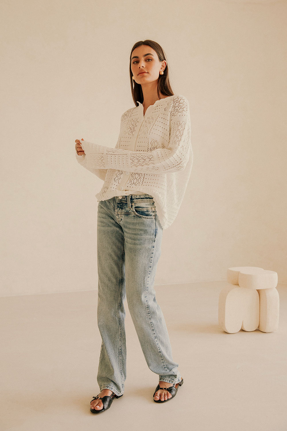 Sweet Vintage-Inspired White Cotton Martina Top