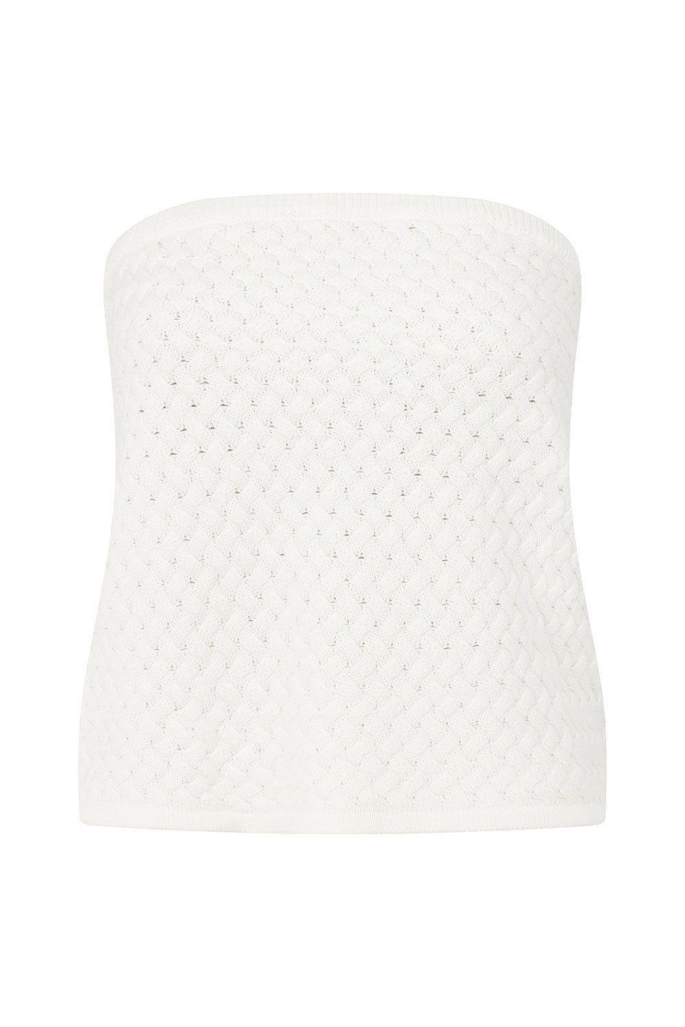 Exclusively Designed Sabo White Natural Woven Cotton Strapless A-Line Charley Top