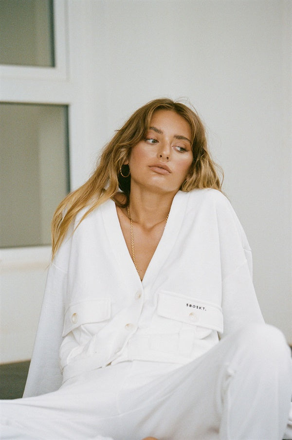 Exclusive Off-White Terry Back Amada Top with Unique Detailing
