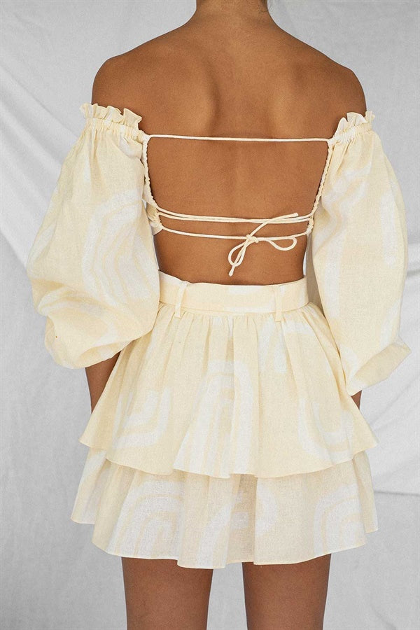 Exclusive Faint Blue Thread Backless Zoe Women's Top