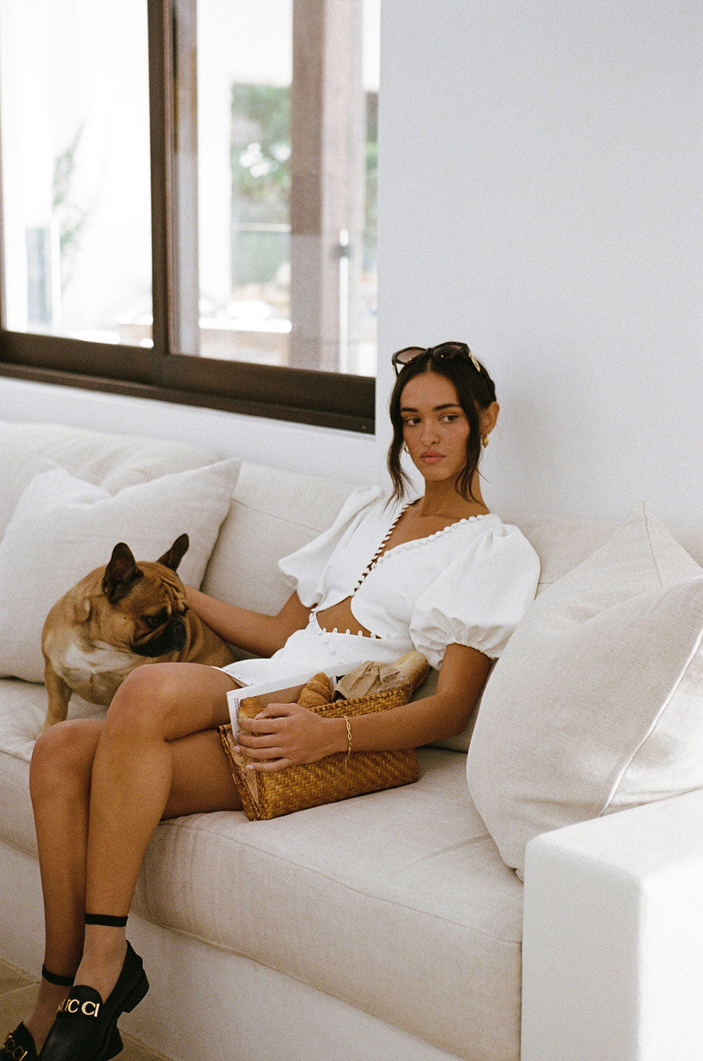 Stylish Jaylie White Button-down Women's Dress