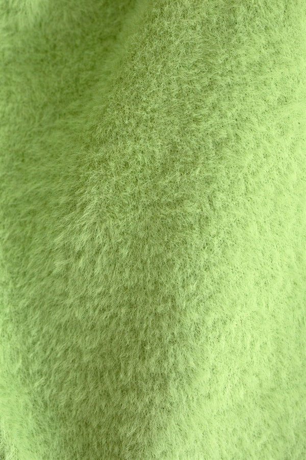Soft Fluffy Green Vintage-Inspired Tai Knit High-Waisted Skirt