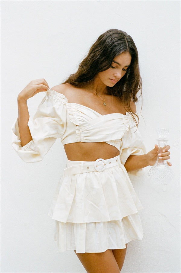 Exclusive Faint Blue Thread Backless Zoe Women's Top