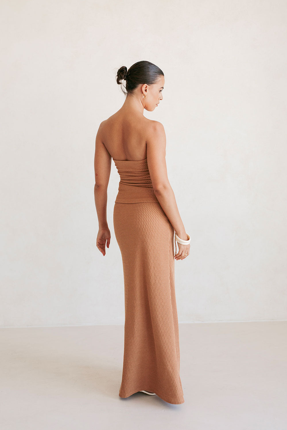 Tan High-Waisted Relaxed Maxi Jenna Skirt by Sabo