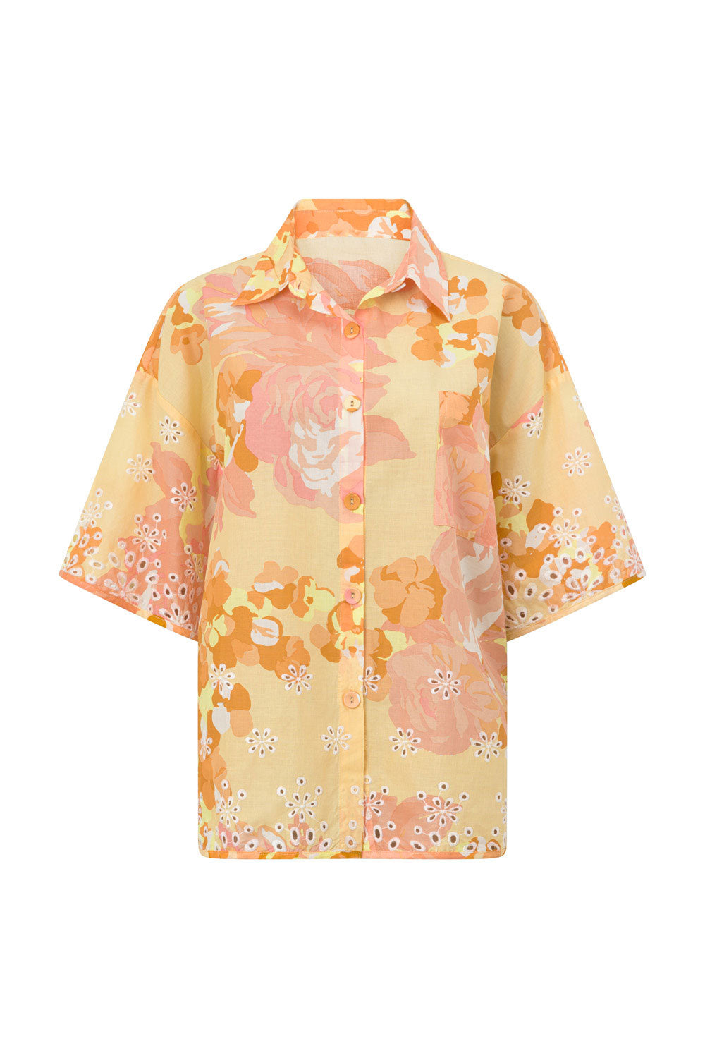 Sicily Women's Cotton Voile Top with Exclusive Breeze Floral Pattern