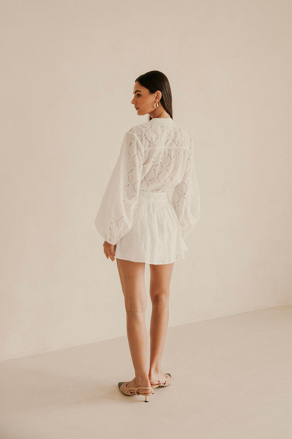Exquisite White Naima Dress with Billowing Puff Sleeves