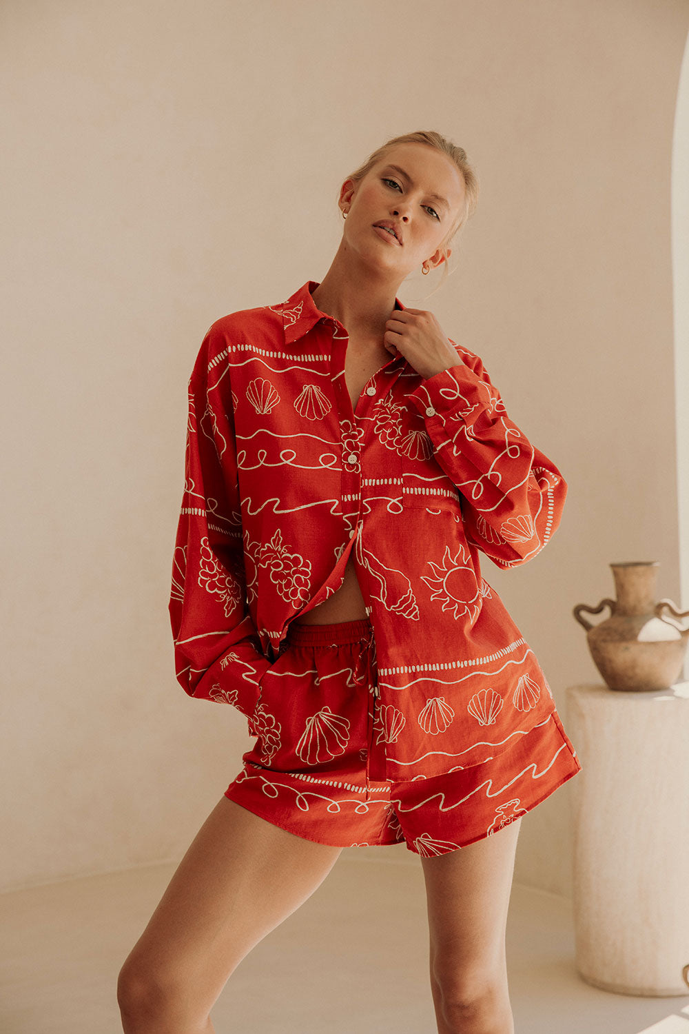 Exclusive Print Zuli Top Made of High - quality Linen Cotton Blend