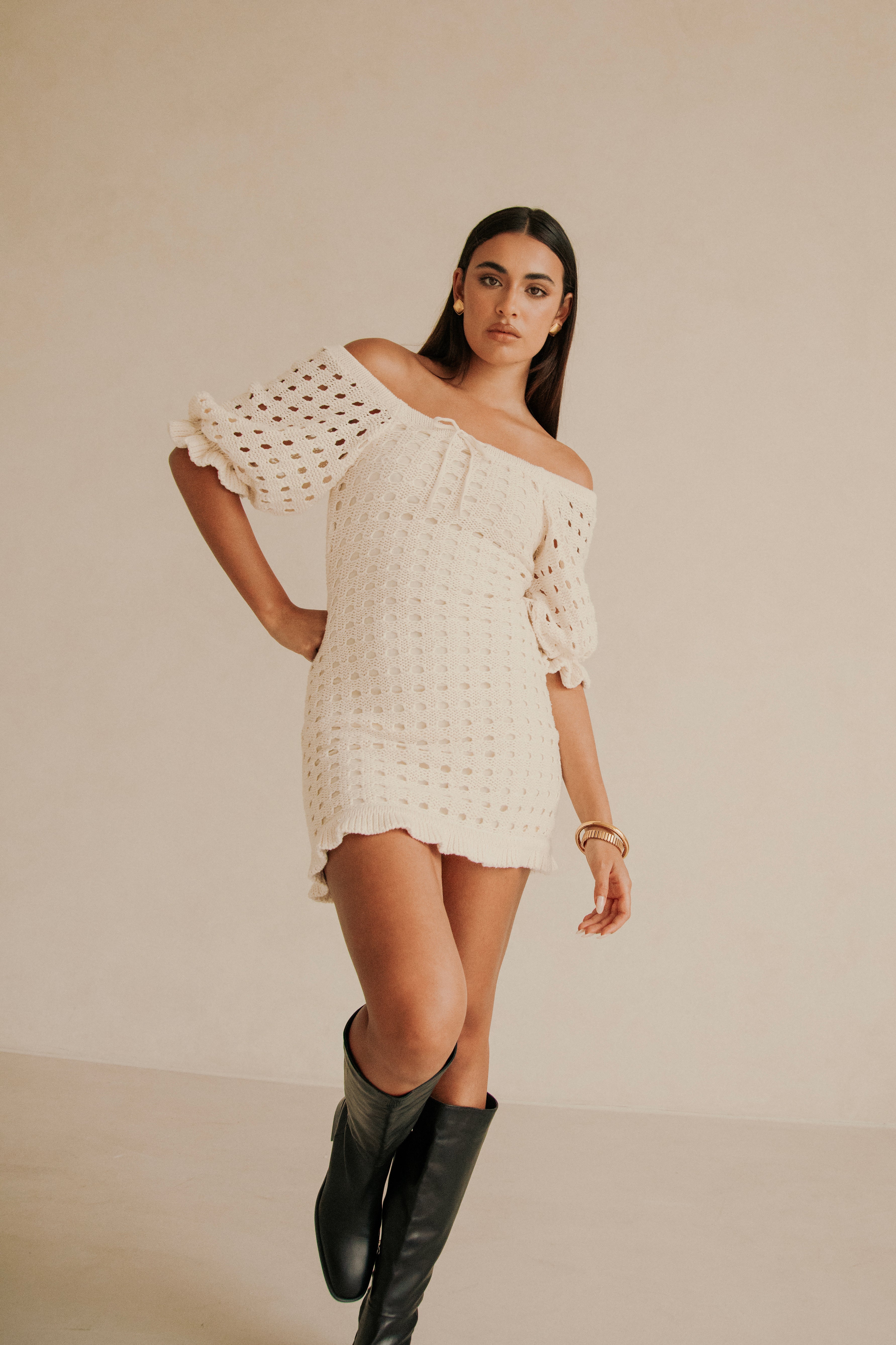 Exquisite Aranza Women's Cotton Knit Mini Dress for Trans - Seasonal Wear