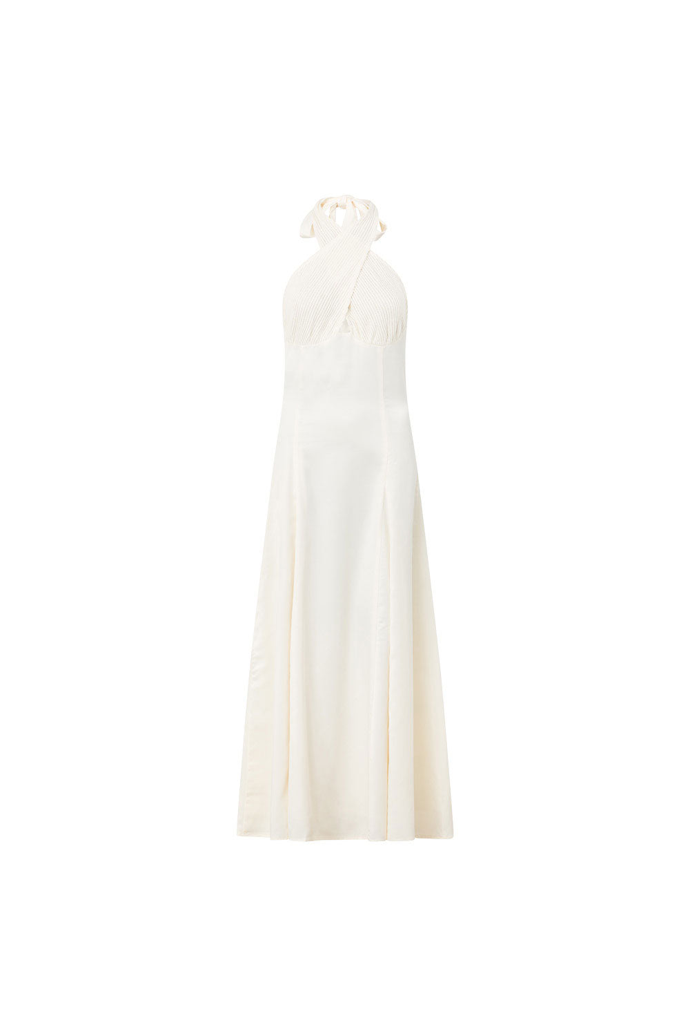 Stylish Blaire Halter Tie Neck Pleated Bust Maxi Dress for Special Events