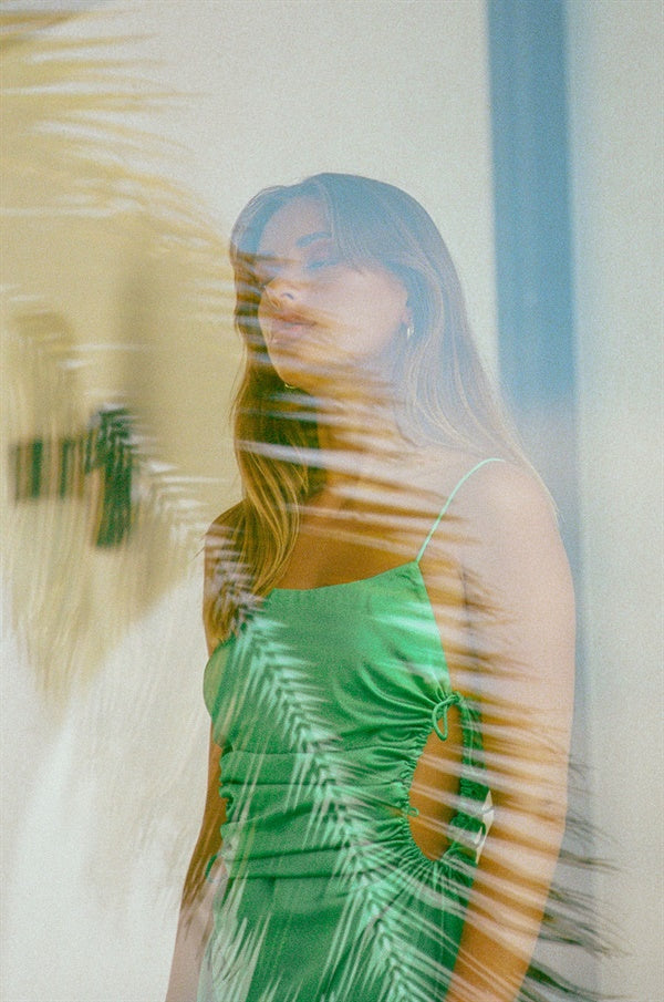Emerald Matte Silky Malika Slip Dress for Night Out
