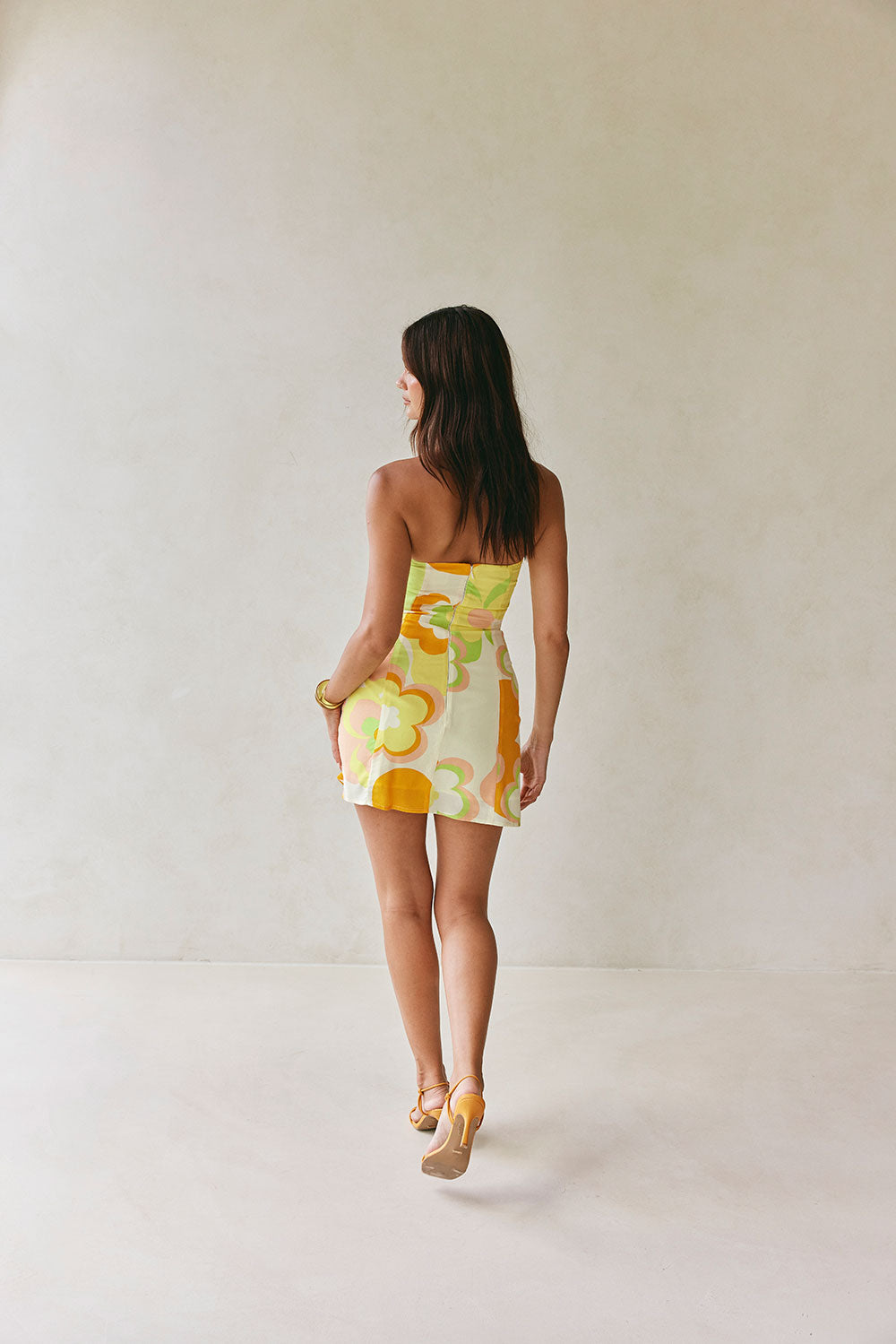 Exclusive Retro Bloom Viscose Crepe Strapless Mini Lavina Party Dress