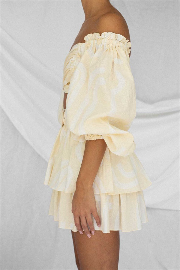Exclusive Faint Blue Thread Backless Zoe Women's Top