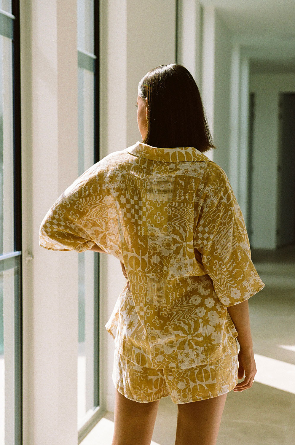 Exclusive Tan Canyon Print Seona Relaxed Half - Sleeve Top