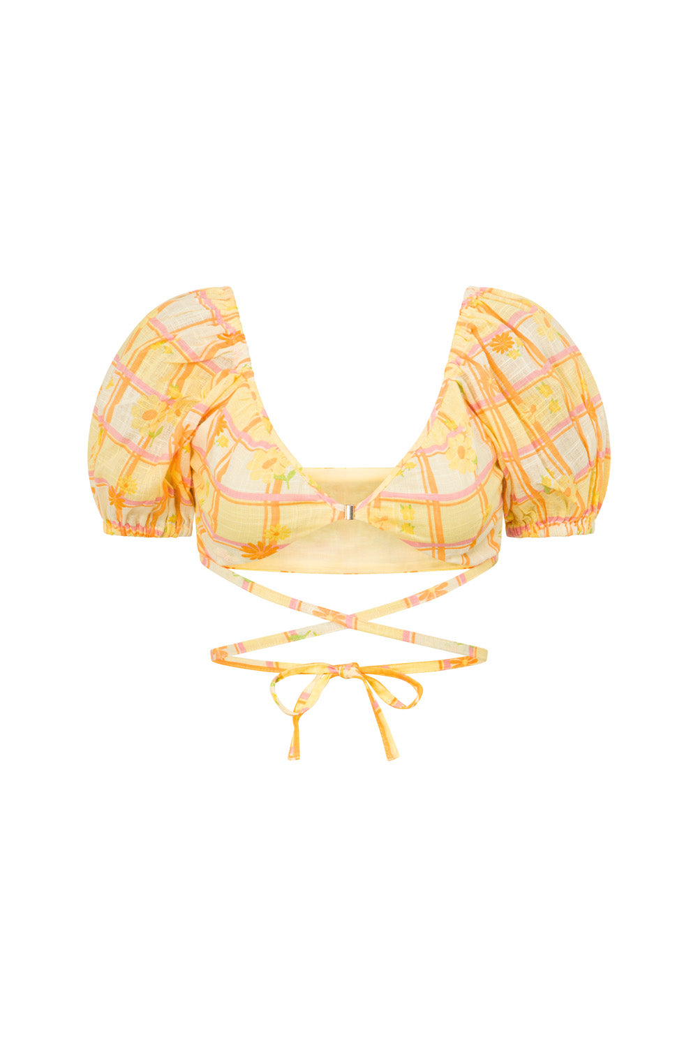 Vintage-Inspired Myah Cotton Cheesecloth Floral Plaid Top