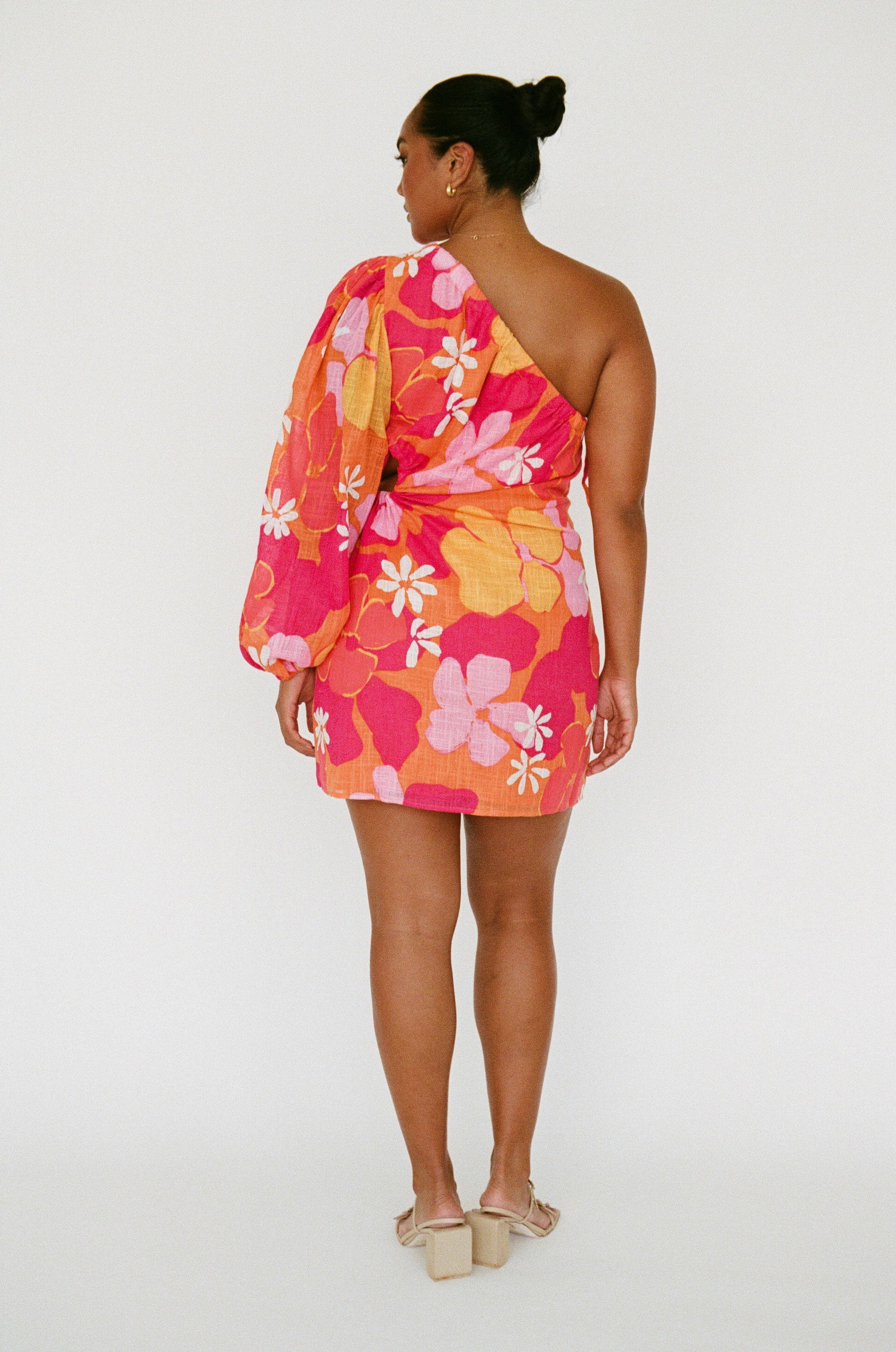 Eila Lightweight Cotton Cutout Dress with Exclusive Sunset Print