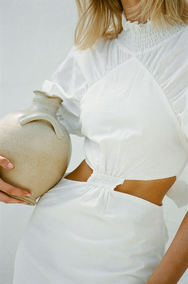 Exquisite Off-White Natural Linen Blend Peta Dress for Special Events