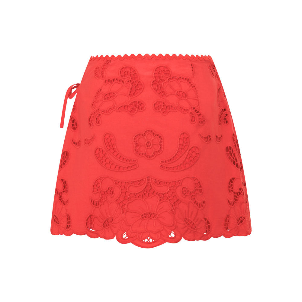 Elegant Florentina Mini Skirt in Luxury Cotton Broderie Poplin