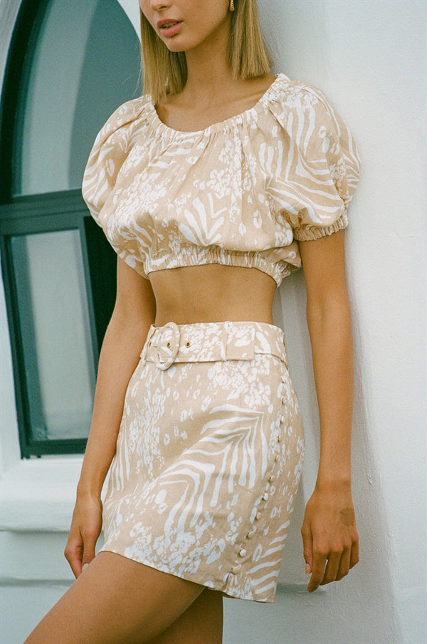 Exquisite Sakura Design Linen One - off Sample Skirt