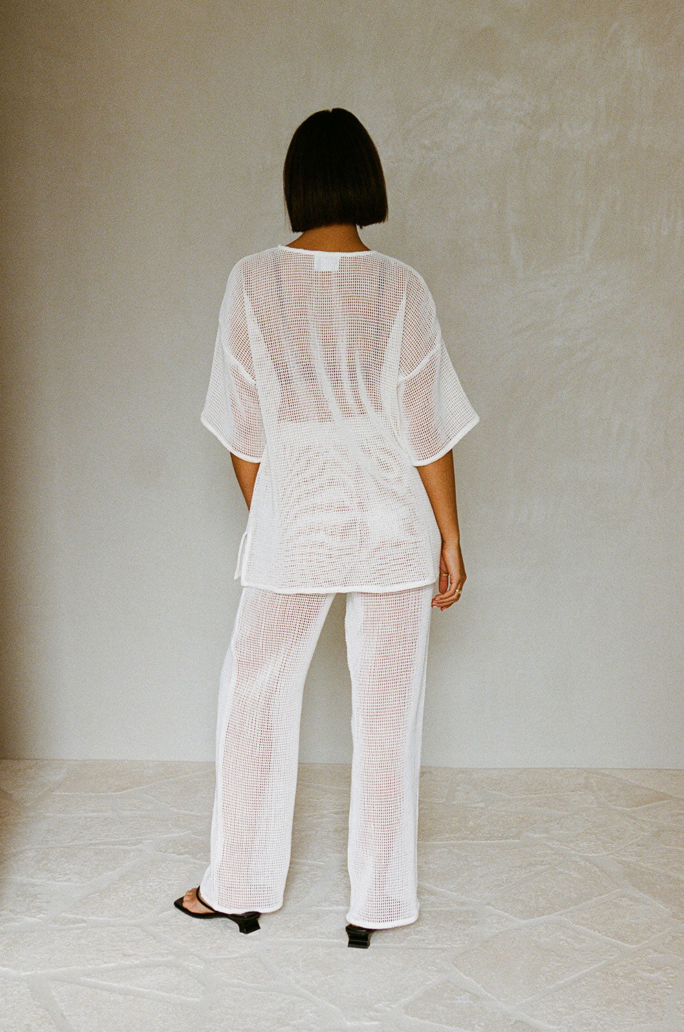 Sabo's Exclusive White Sheer Mesh Relaxed Raeni Top for Vacation