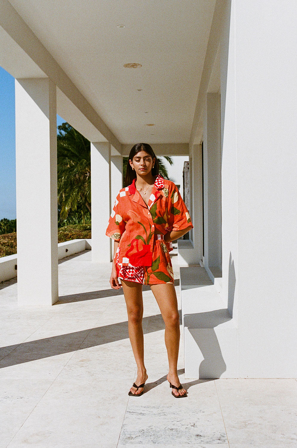 Sabo's Exclusively Designed Seona High Waisted Shorts in Dolce Rossa Print