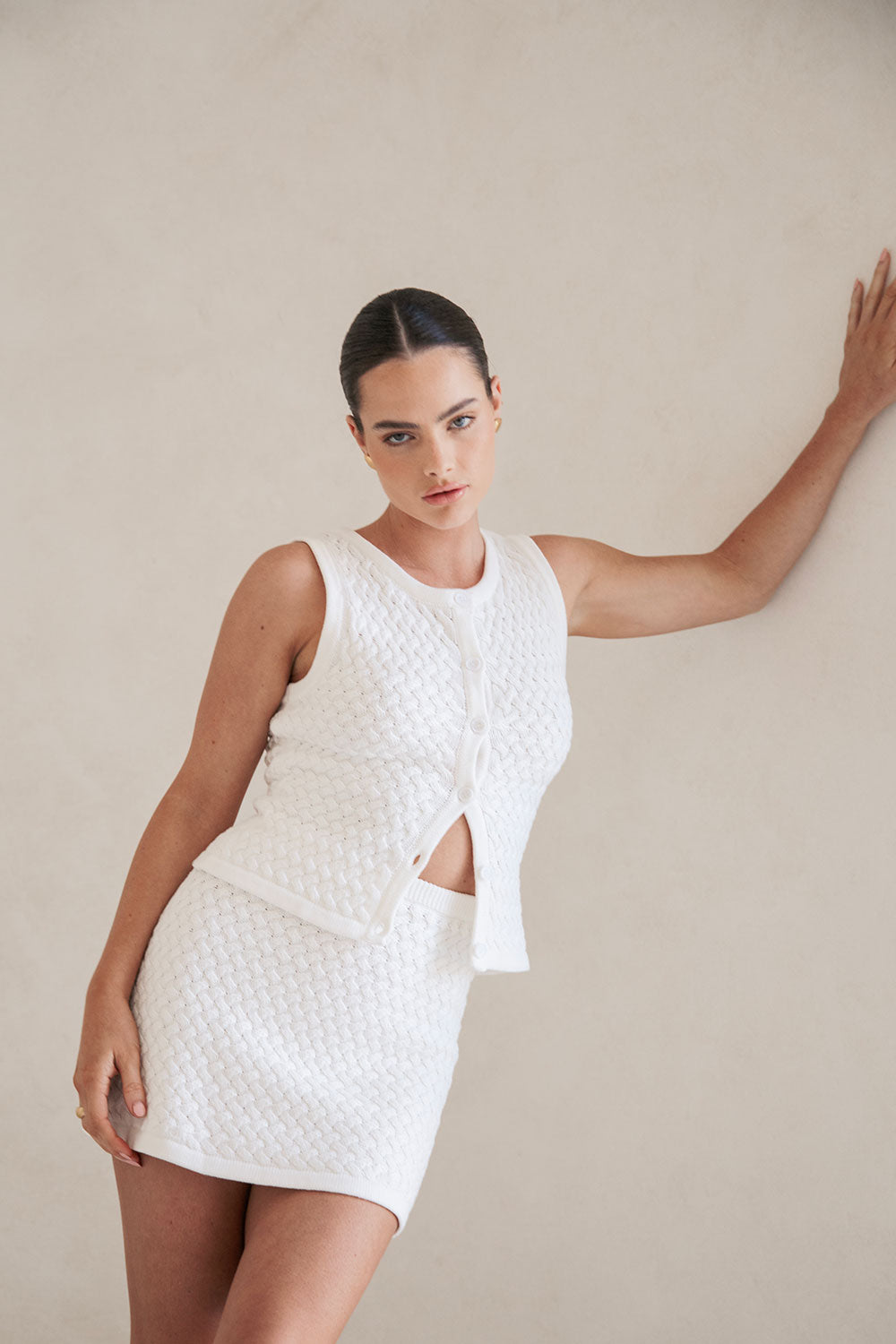 Vintage-Inspired Off-White Natural Cotton Fitted Avalon Top with Buttons