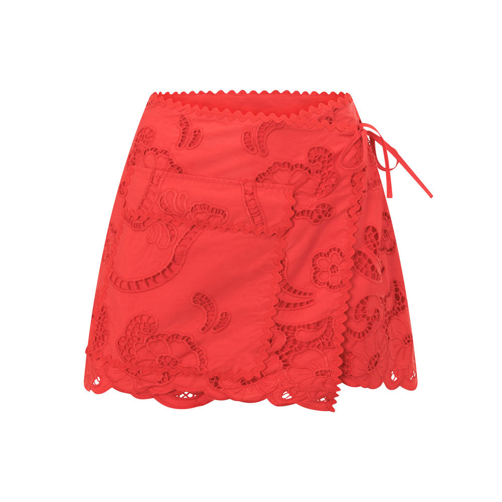 Elegant Florentina Mini Skirt in Luxury Cotton Broderie Poplin
