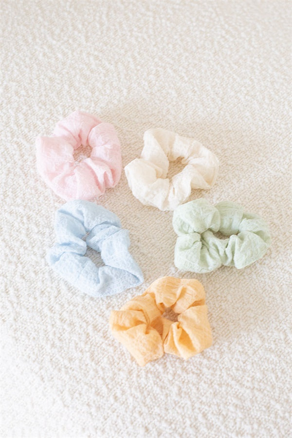 Pastel Hue Raw Lightweight Fabric Miki Hair Scrunchie