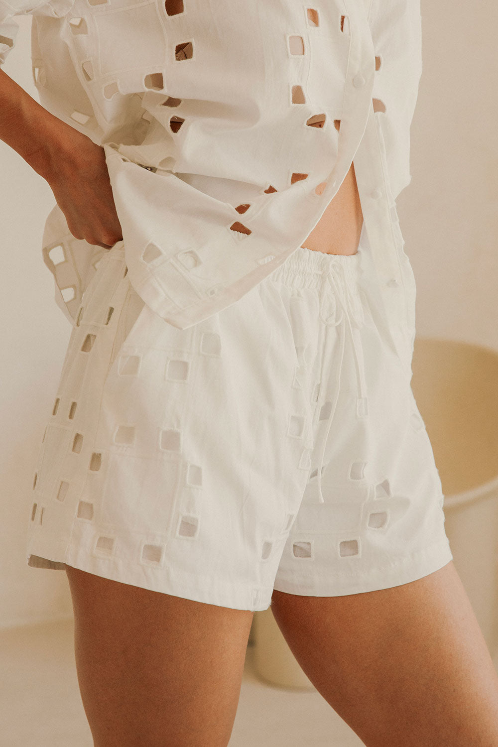 SABO LUXE High - Waisted Cutwork Cotton Ellakai Shorts