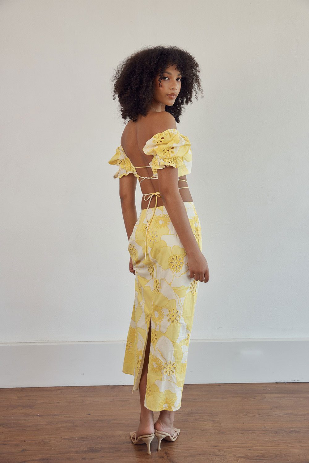 Stylish Sabo Exclusive Lemon Poppy Print Broiderie Lupa Top