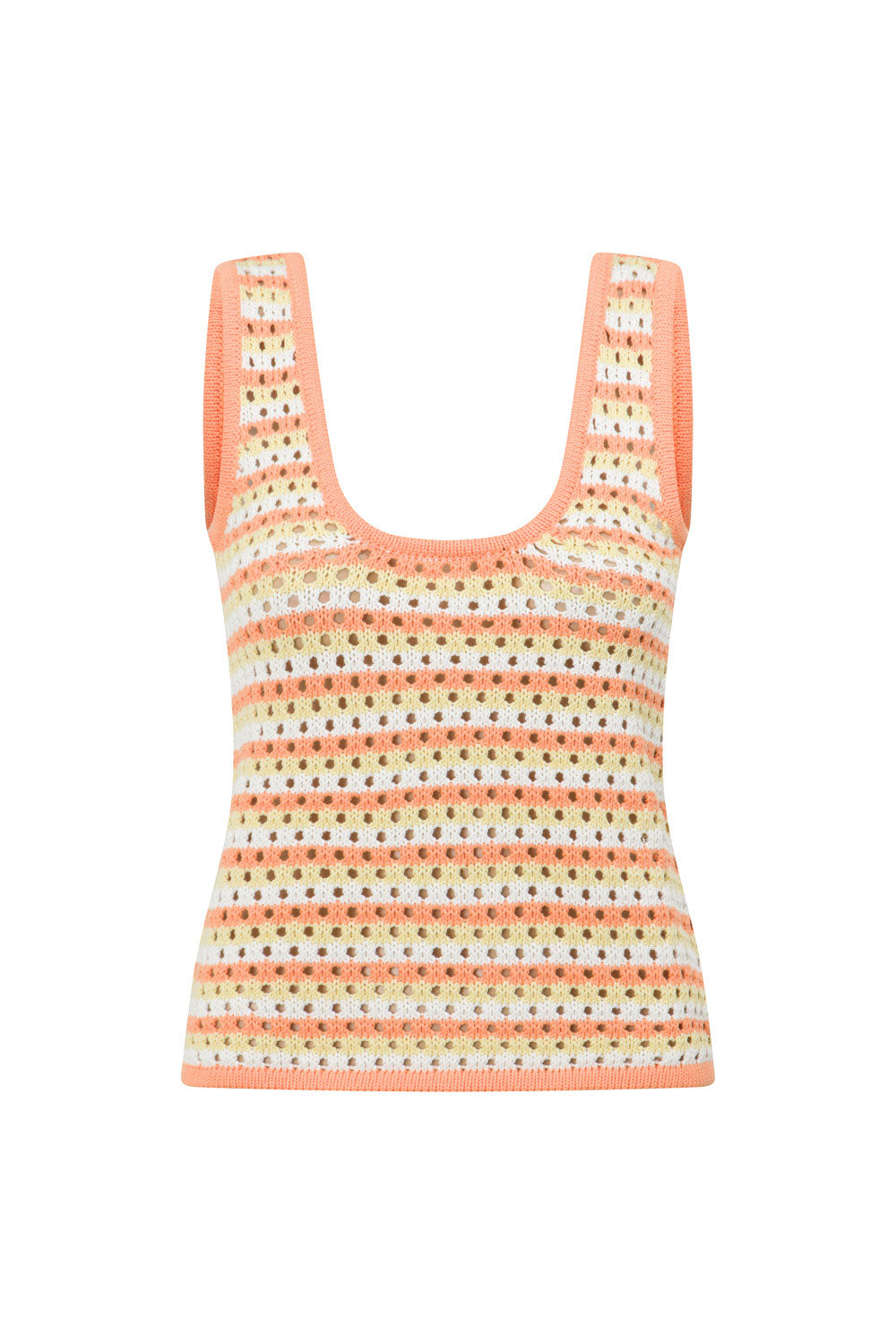 Vintage-Style Orange Erin Knit Top with Stripes