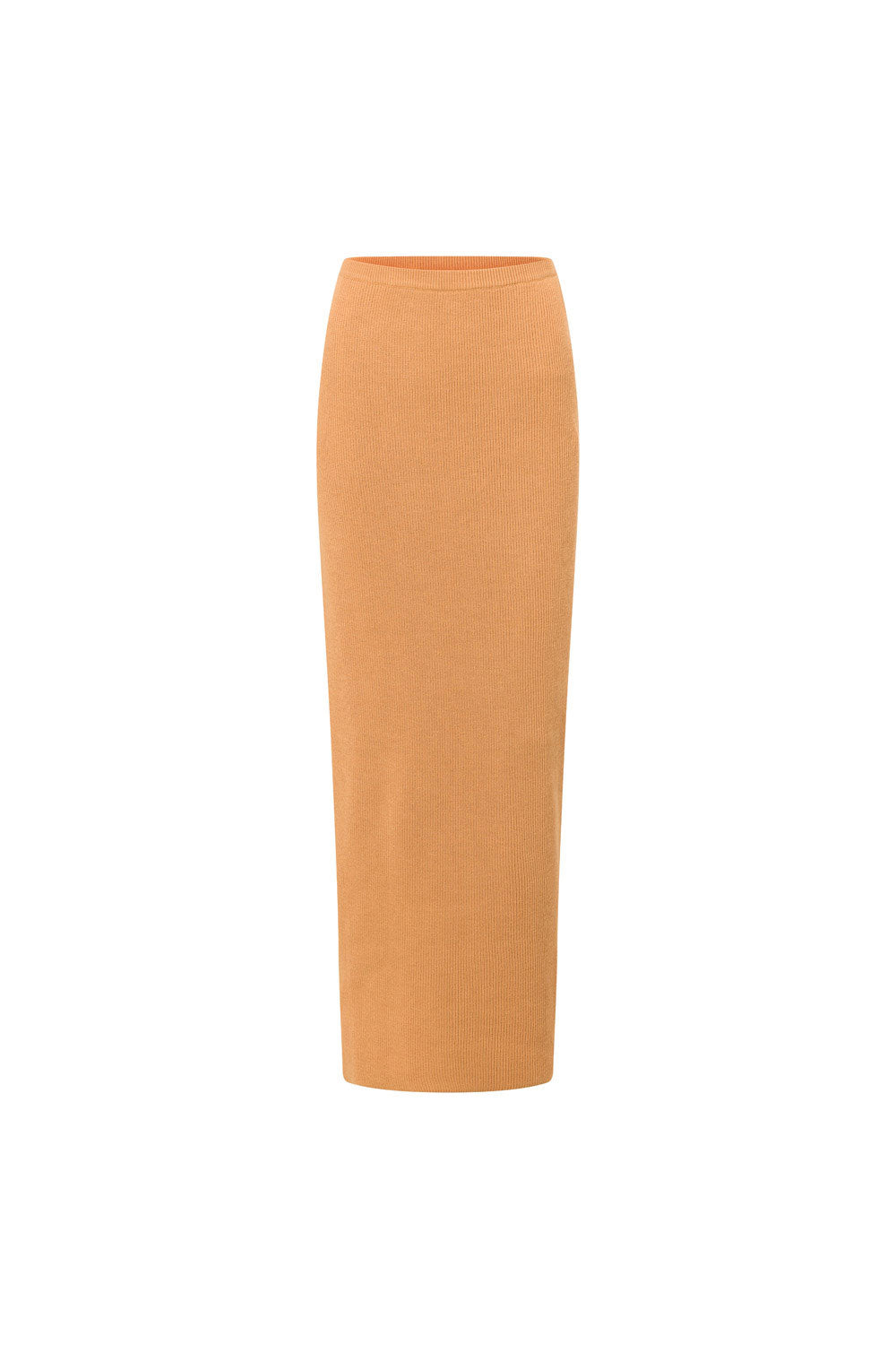 Toffee-Hued Soft Ribbed Knit Women's Leander Maxi Skirt