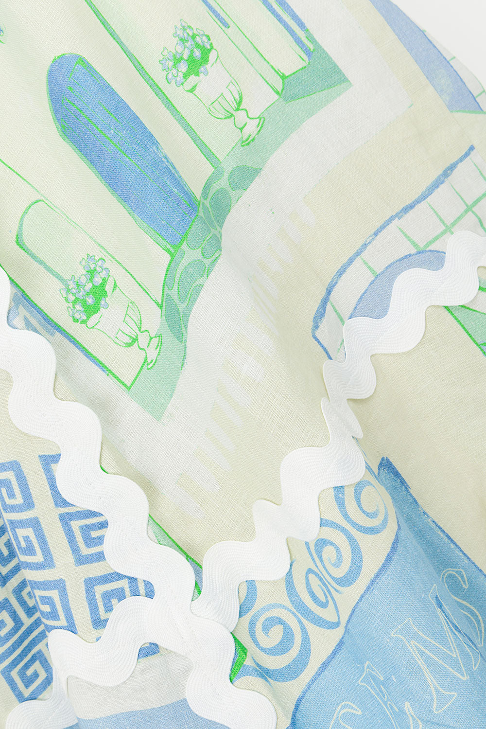 High - quality Linen Deluca Maxi Dress with Theotokos Ocean Print