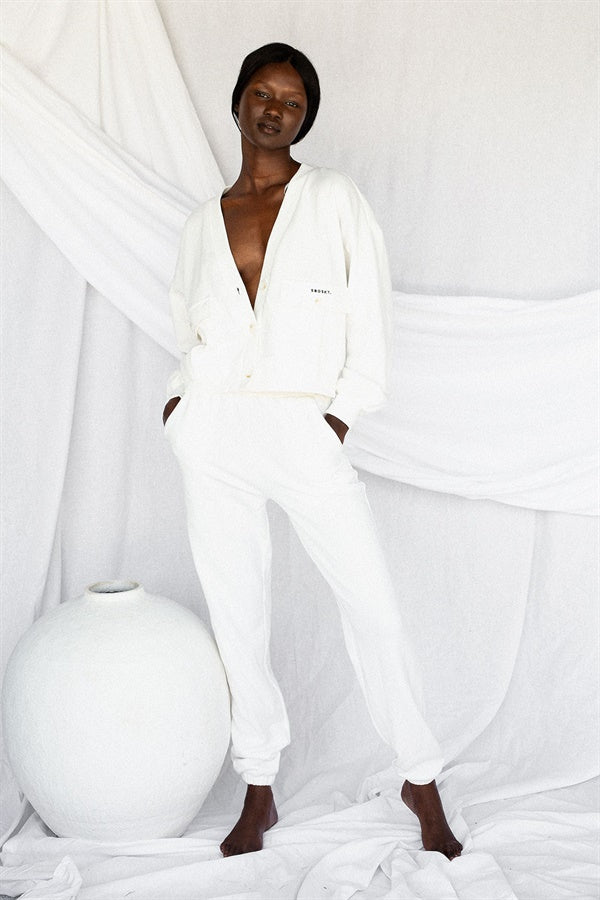 Exclusive Off-White Terry Back Amada Top with Unique Detailing