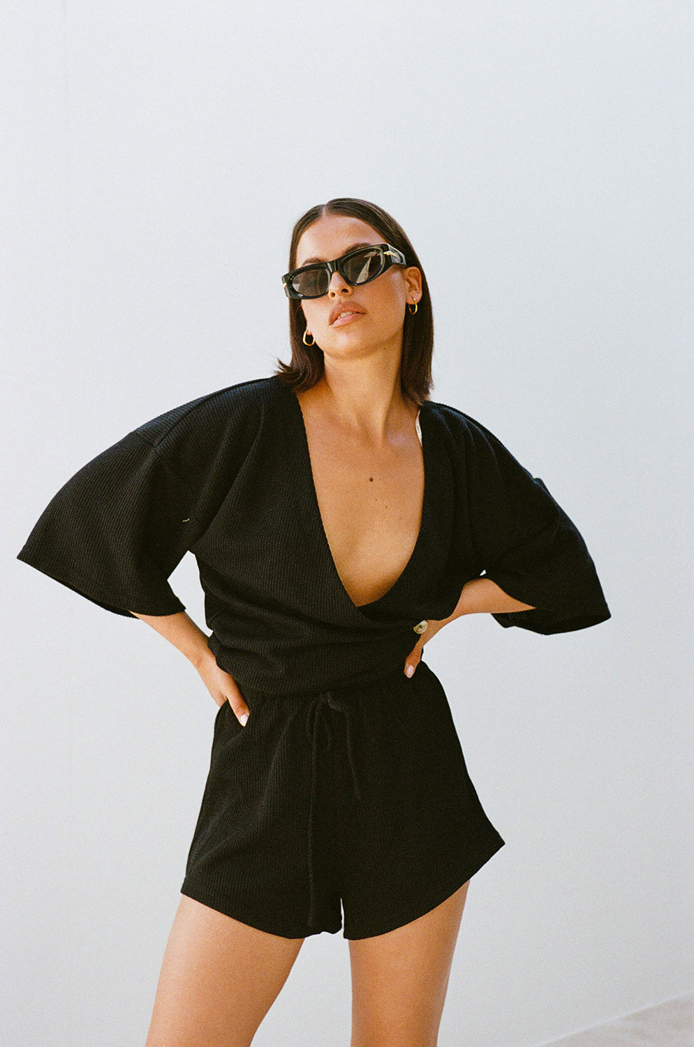 Black Lightweight Knitted High-Waisted Wyatt Shorts - A Chic Must-Have