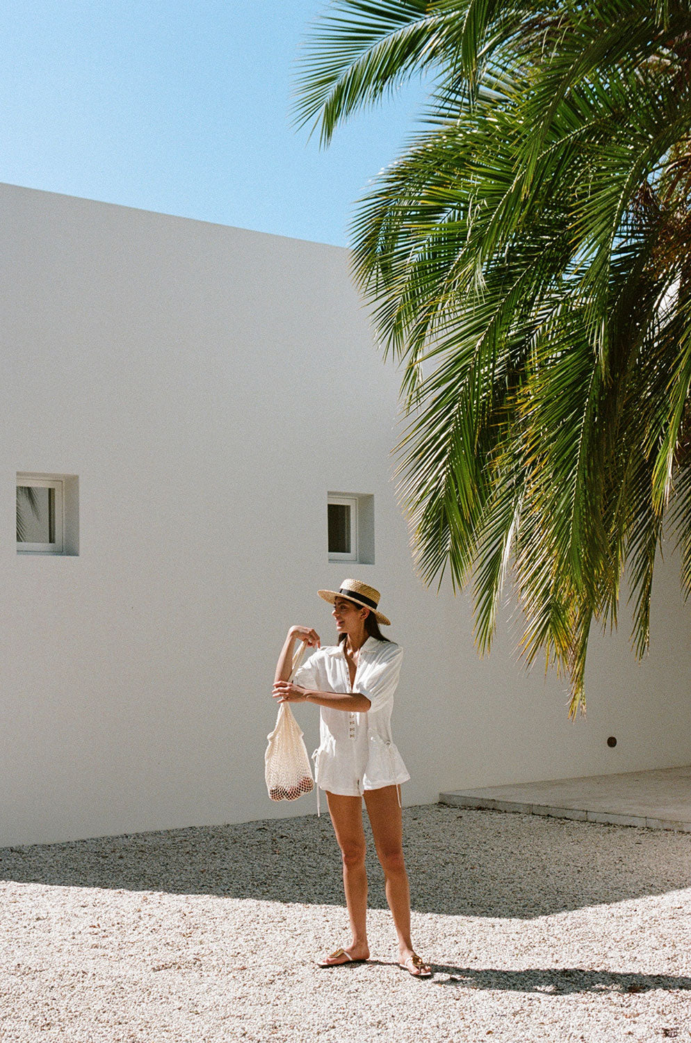 Exclusively Designed White Rayon Relaxed Inari Playsuit for Effortless Style