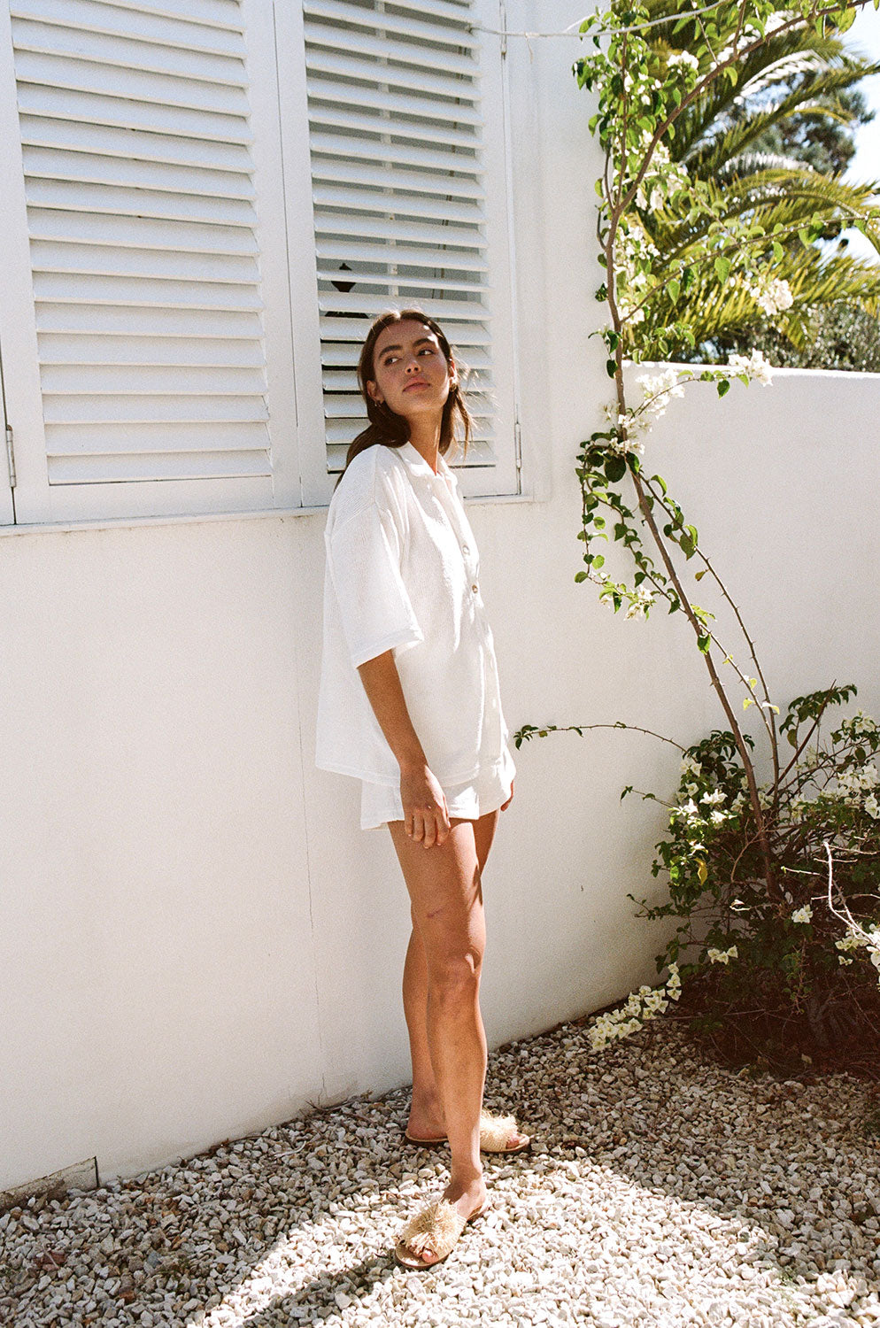 Chic White Knitted Kase Top for Vacation Look