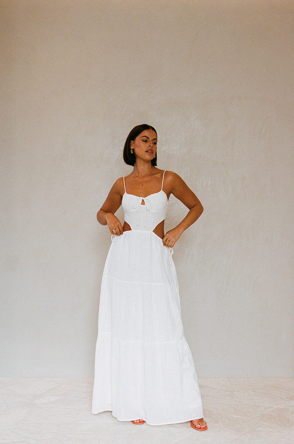 Exclusively Designed Sabo Koan Women's Flattering Off-White Cotton Maxi Dress