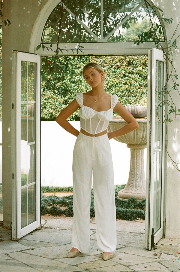 Exquisite Luxury White Moorea Silk Pants for Fashionable Wear