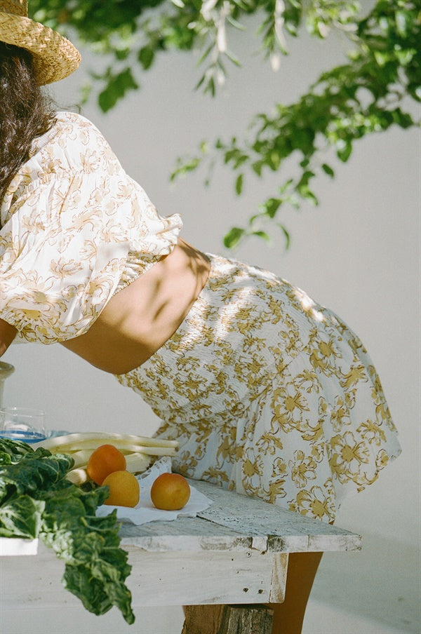 Lightweight Floral Print High Waisted Flouncy Lenna Skirt