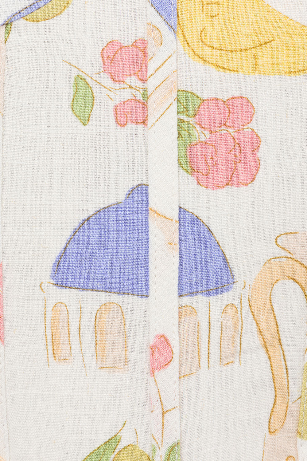 Exclusive Greece Print Joslin Corset-Style Viscose Linen Blend Top