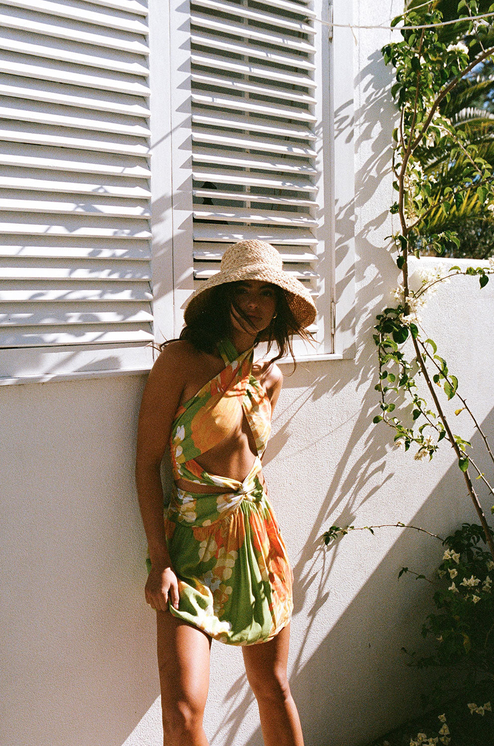 Floral Sunset Amina Halter Style Women's Dress - Exclusive Sample