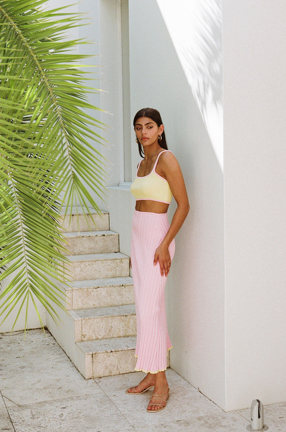 Stylish Pink Ribbed Jordi Women's Skirt for Night Out