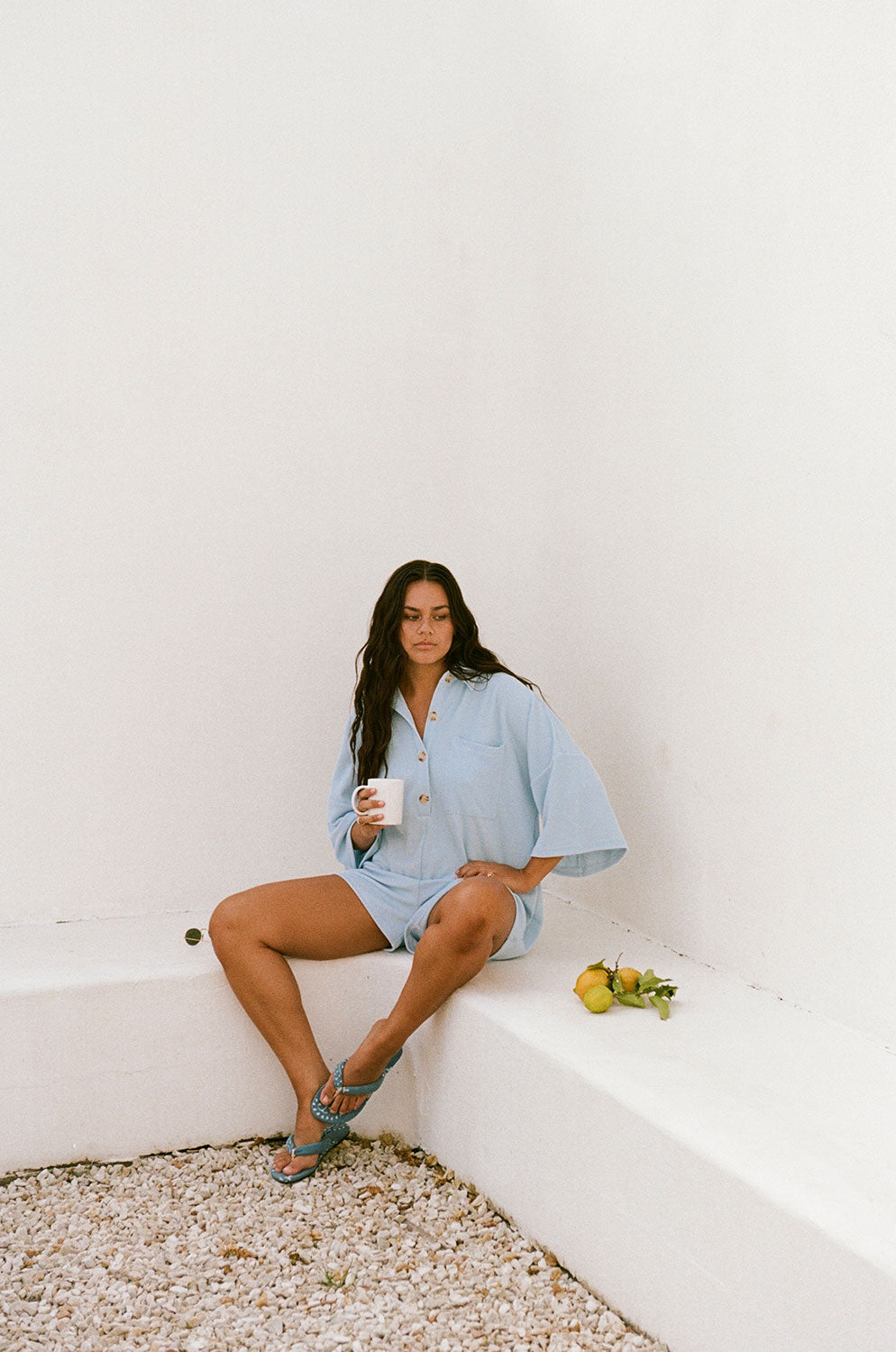 Sabo's Exclusive Sky Blue Milena Soft Ribbed Casual Playsuit