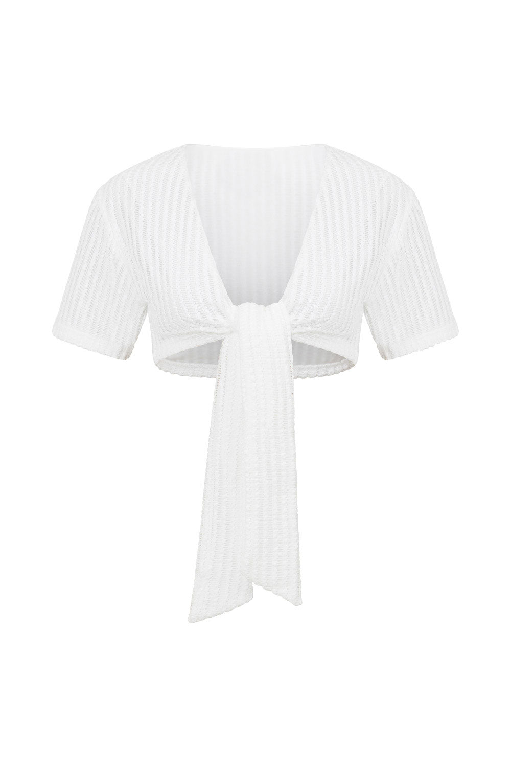 Exclusively Designed White Sheer Mesh Florence Short Sleeve Top