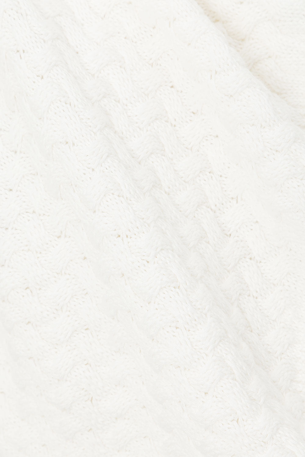 Exclusive Sabo Designed Off-White Natural Cotton Basket Knit Winslet High-Waisted Drawstring Shorts