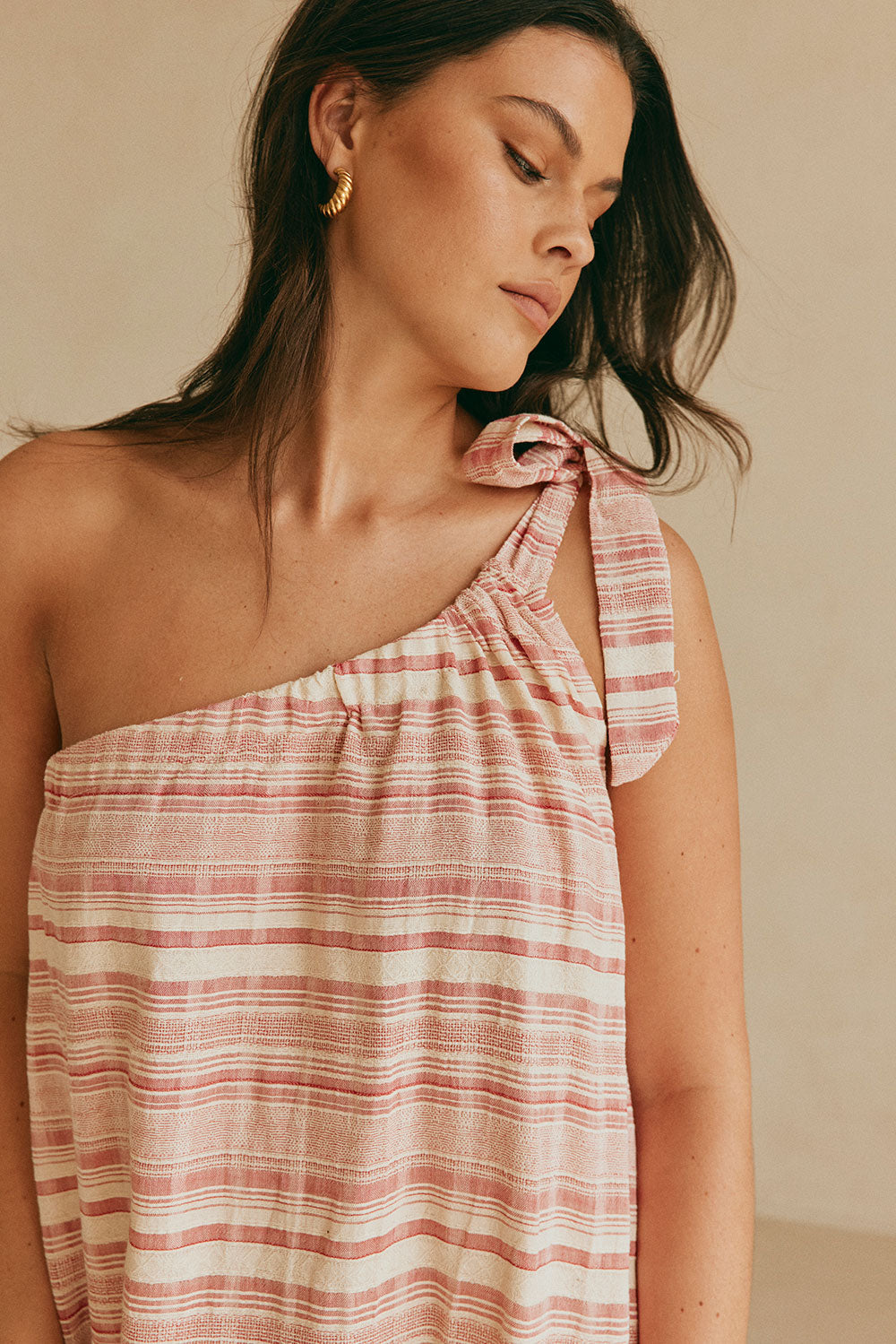 Sabo Exclusive Pink and White Striped Women's Navi Maxi Dress for Vacation