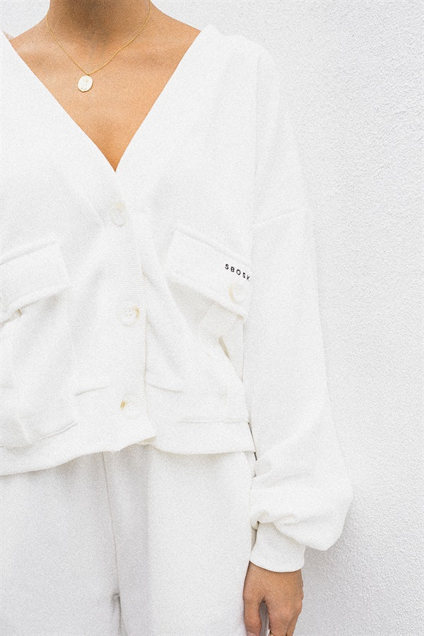 Exclusive Off-White Terry Back Amada Top with Unique Detailing