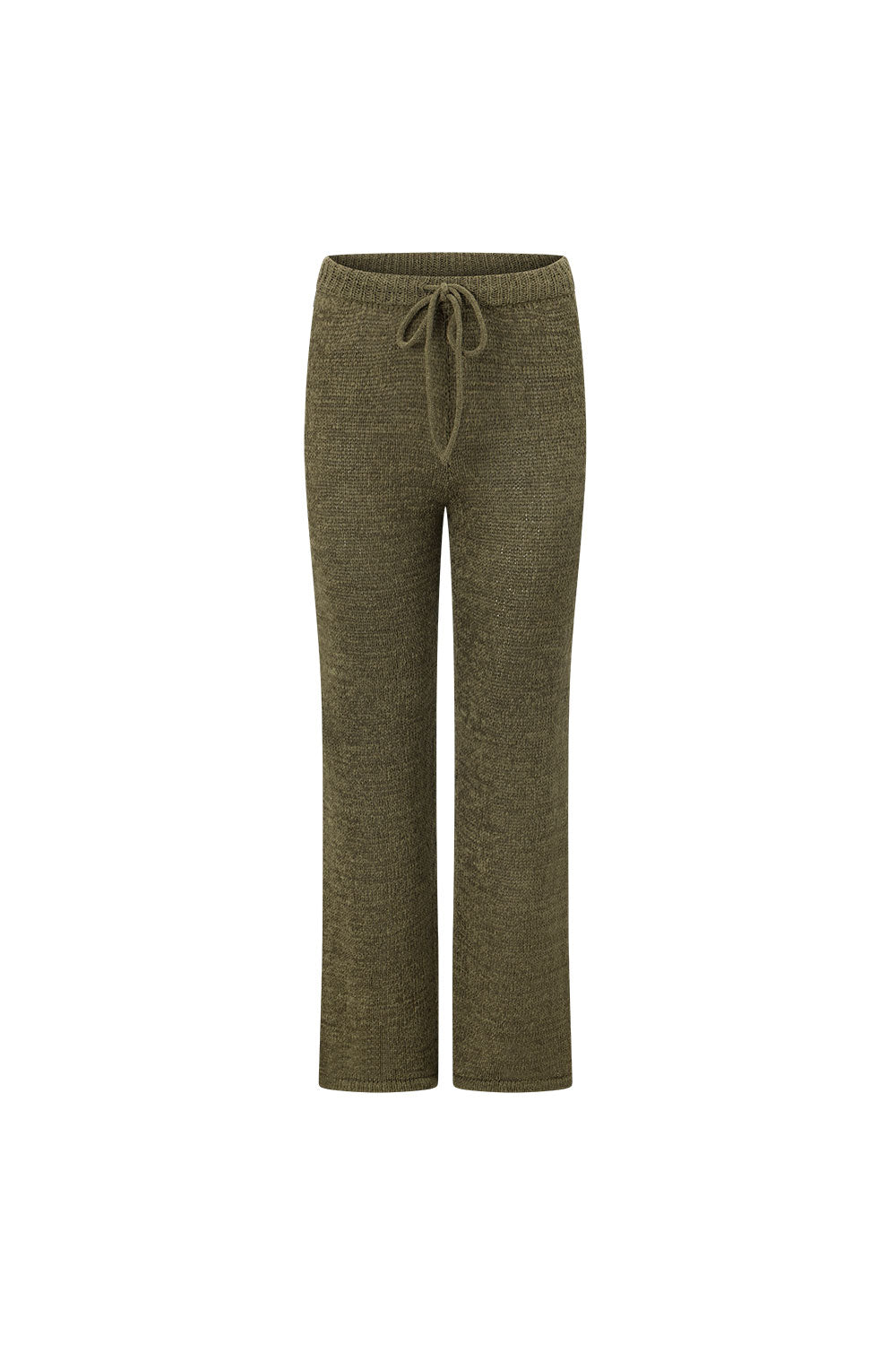 Stylish Olive Green Louka Knit High - Waisted Pants